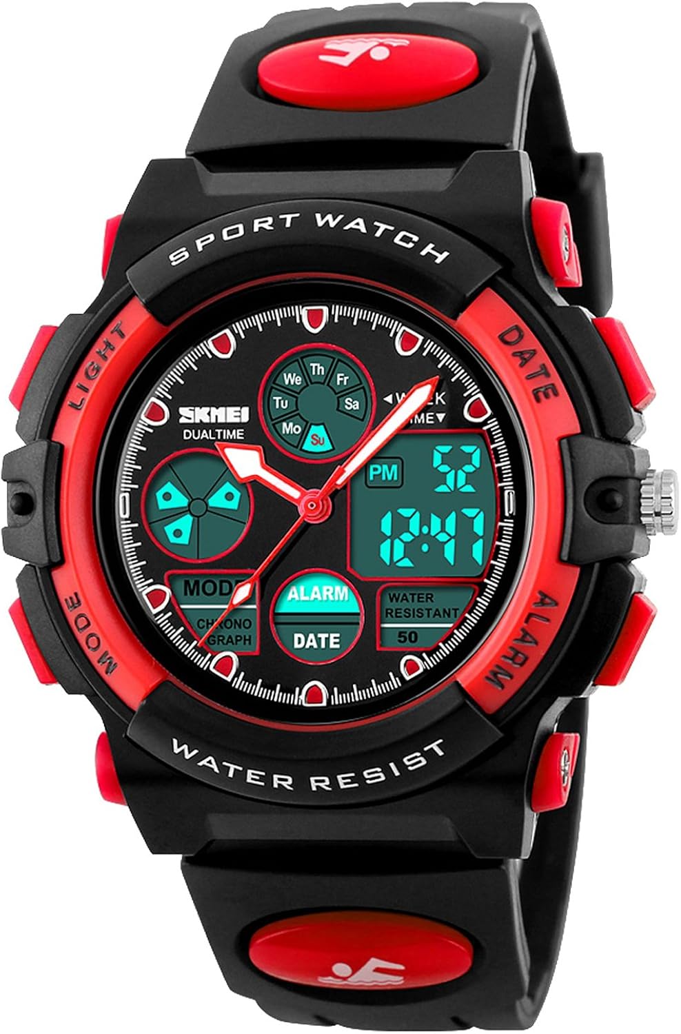 VILIYSUN Kid Watch for Boys Girls LED Sports Watch Waterproof Digital Electronic Casual Military Wrist with Camouflage Silicone Band Luminous Alarm Stopwatch Light Blue