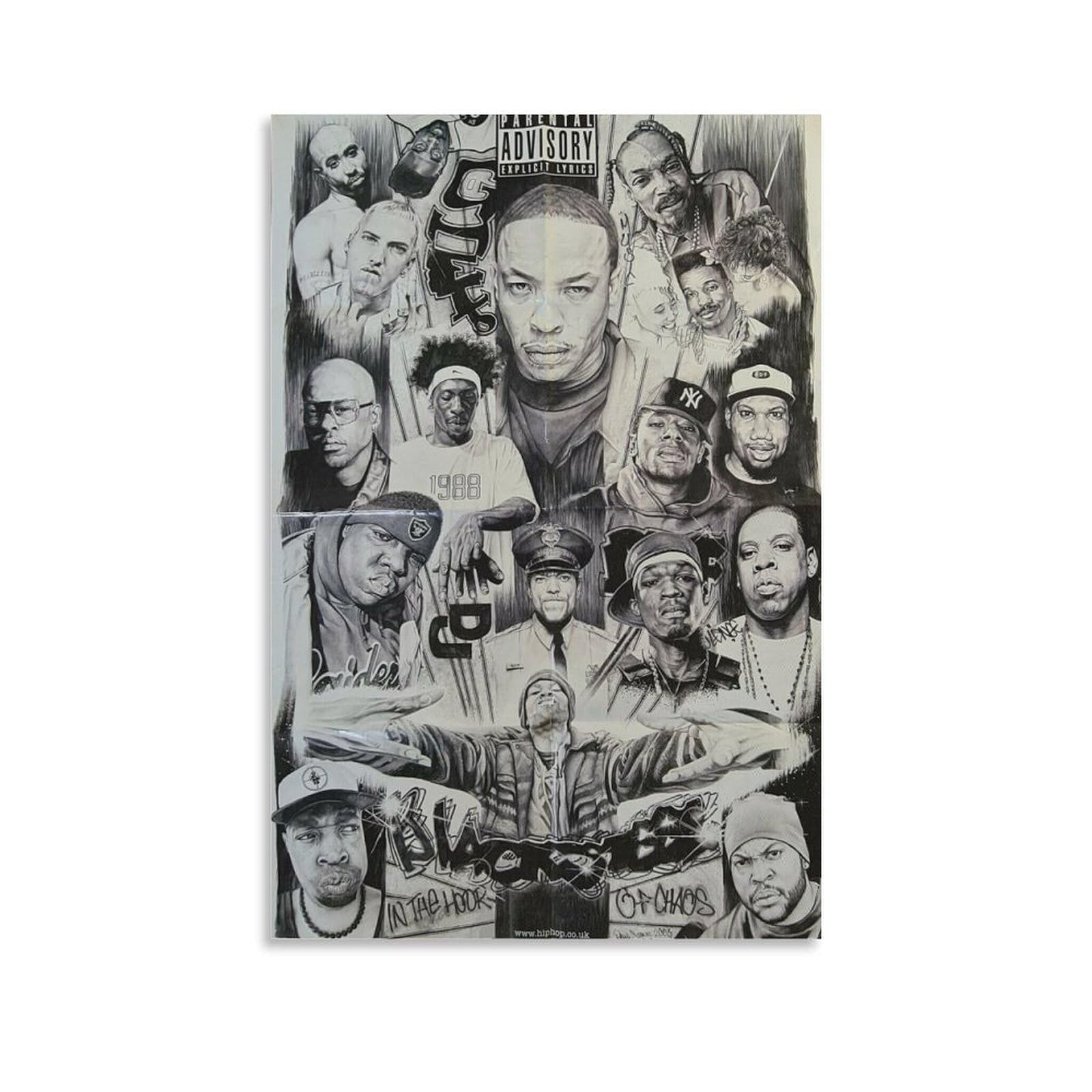 Poster su tela, motivo: cantante rap, hip hop, tutte le stelle, stampa artistica da parete, poster decorativo moderno per la famiglia, 60 x 90 cm