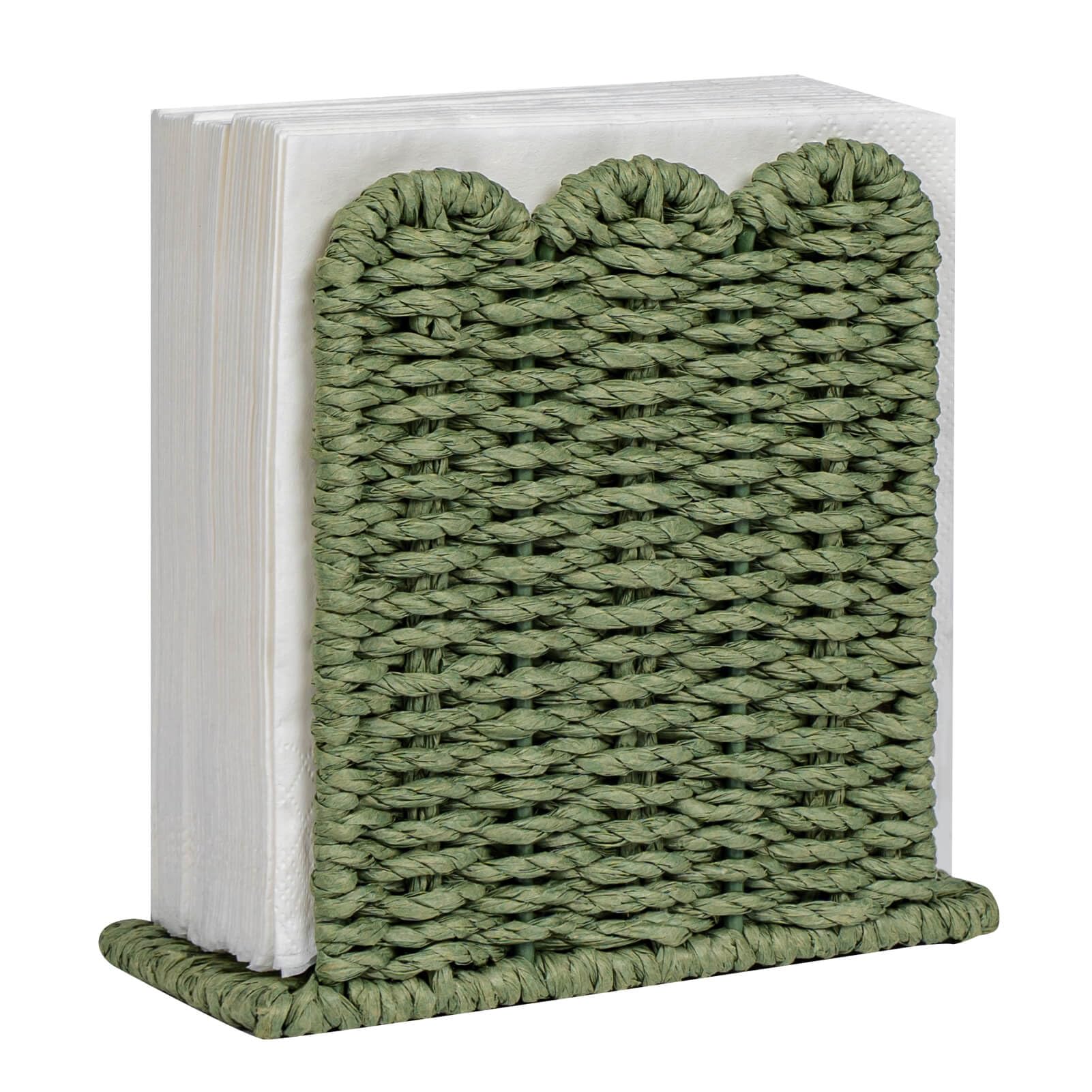 Scalloped Edge Paper Rope Napkin Holder – Rustic Farmhouse Style Organizer For Kitchen, Dining, Or Parties - View #10