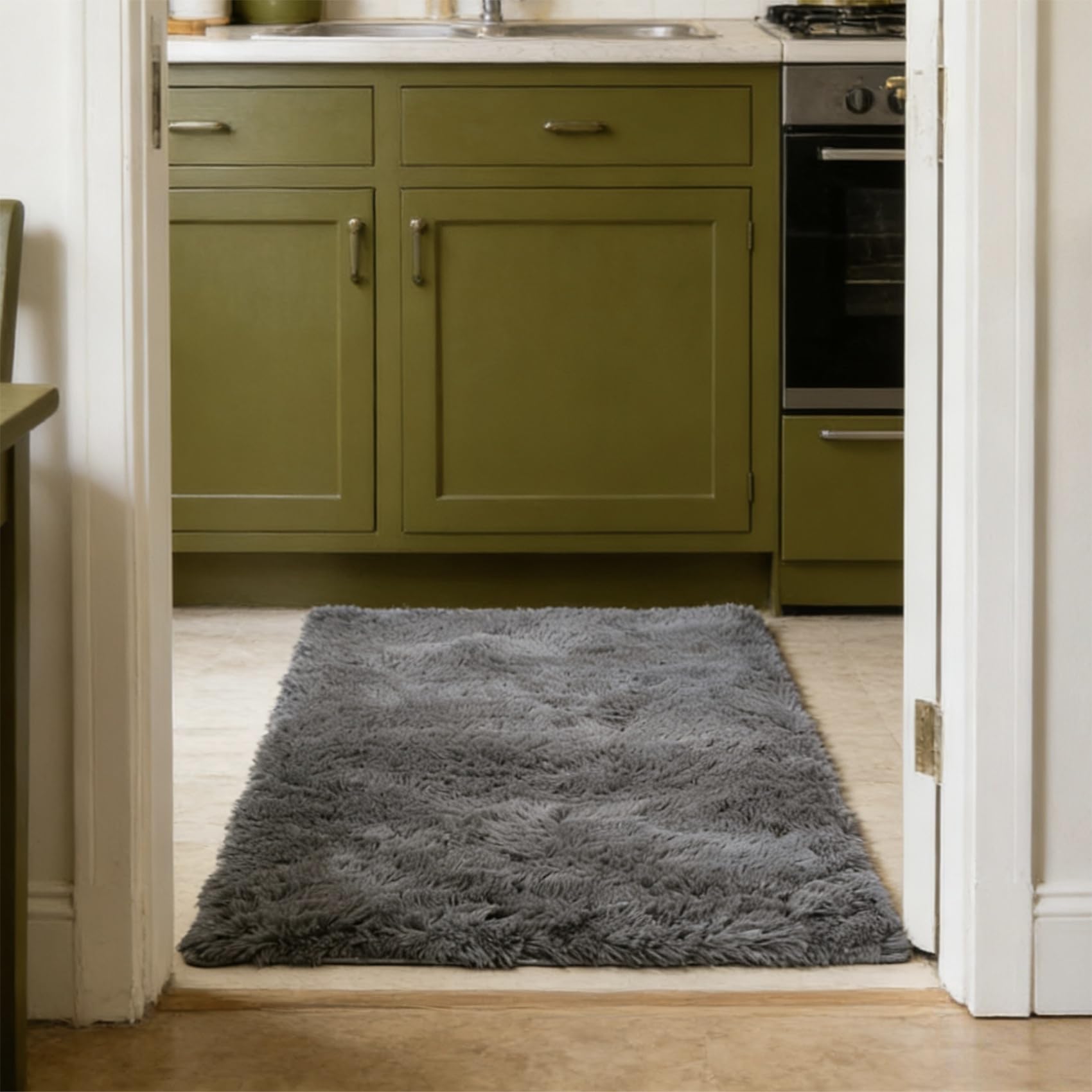 Tapis de salon antidérapant et doux 199 x 130 cm à poils longs