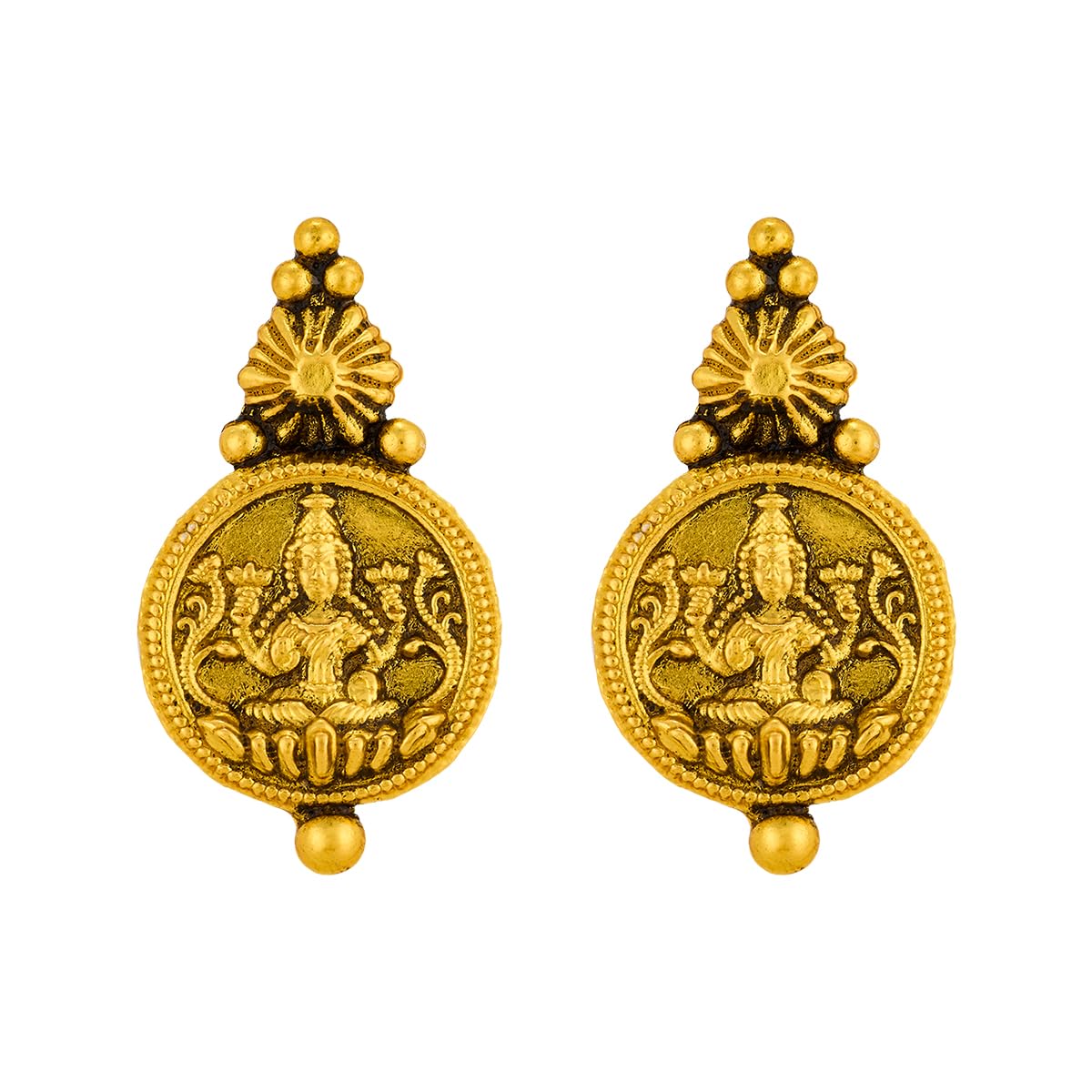 Fashion Jewellery Gold Plated 92.5 Silver Temple Stud Earring Set for Women | Festive, Bridal & Occasion Wear - 464977-image-41