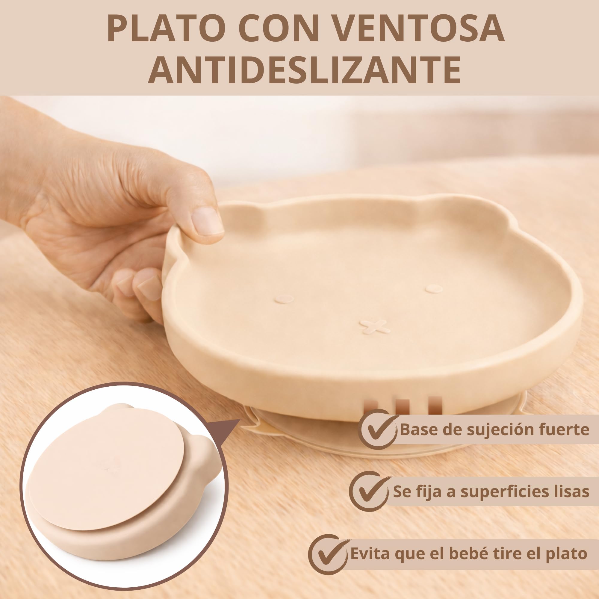Vajilla Bebé Silicona BLW Completa con Ventosa – Set Alimentación Complementaria 6 Meses+, Plato y Bol Antideslizantes, Babero Ajustable, Vaso Pajita Antiahogo y Chupete Fruta de Regalo, Libre de BPA — view 3