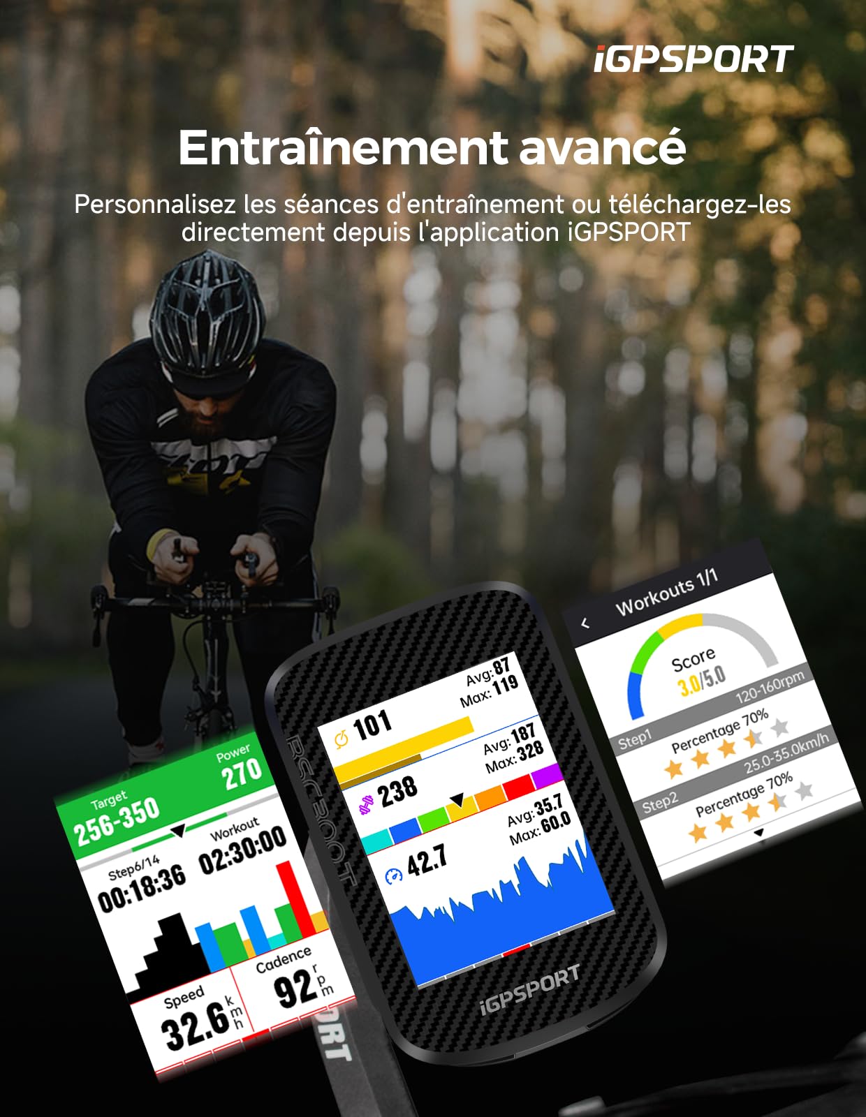iGPSPORT BSC300T-set GPS Bicicleta,130 Datos, Compatibles de E-Bike, IPX7 Impermeable