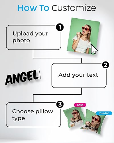 Miniatura 6 de Printualist Almohada de fotos personalizada almohada personalizada con imagen y texto, tela de poliéster premium, cremallera oculta