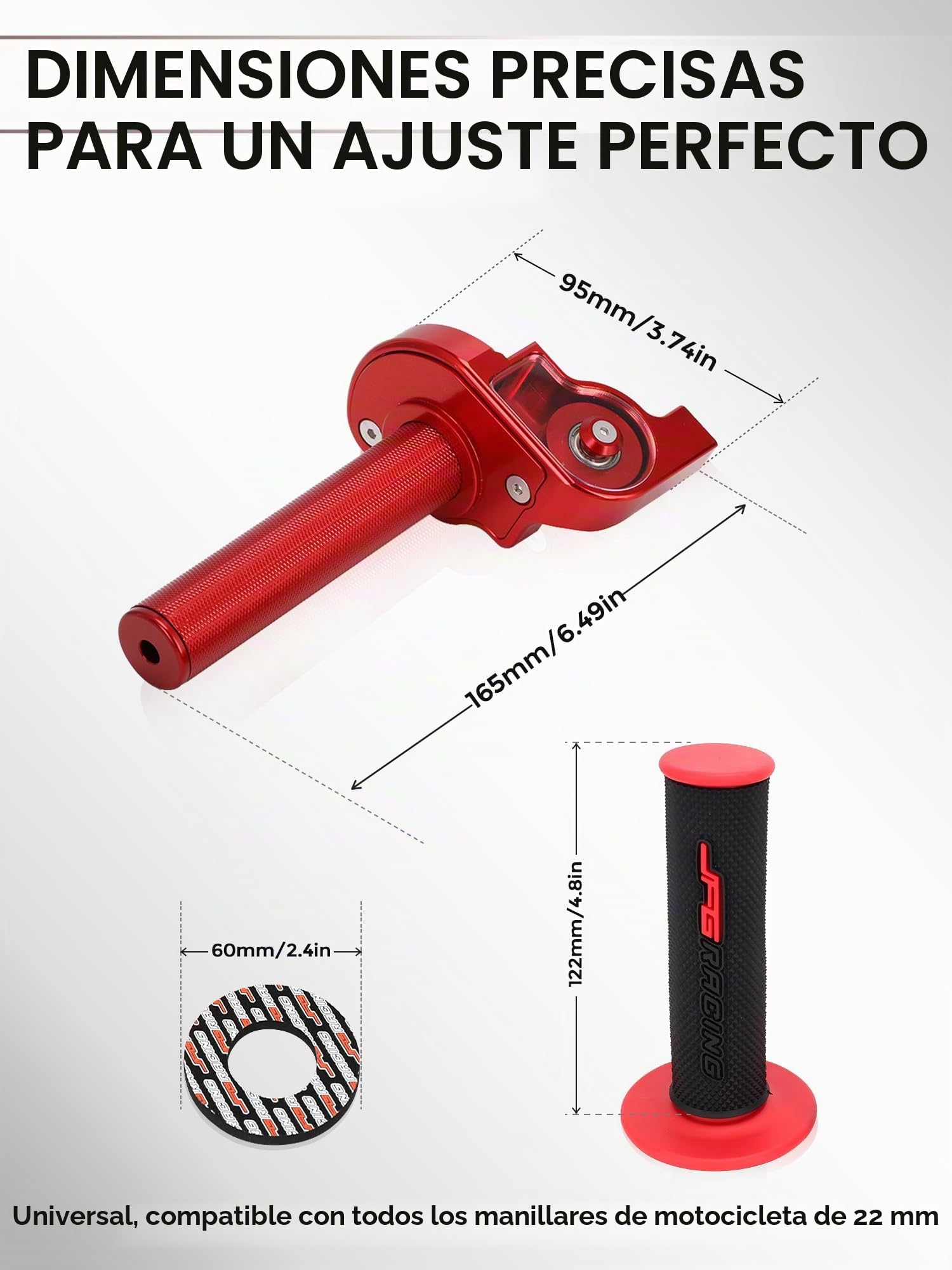 Empuñadura del Acelerador para Motocicleta de 7/8 Pulgadas, 22 mm, empuñaduras de Aluminio, Cable de Acelerador rápido Universal para manubrio de 50 110 125 150 200 250 CC
