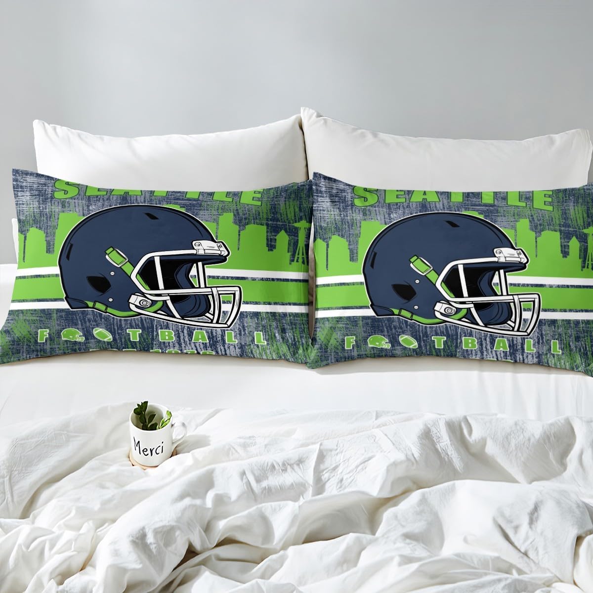 Erosebridal Football City Sheet Set Classic Sports Helmet Boys Sheets Queen, Rugby Fans Bed Sheets Set for Boys Gridiron Seasonal Top Fitted Sheet Navy Bedding Sets