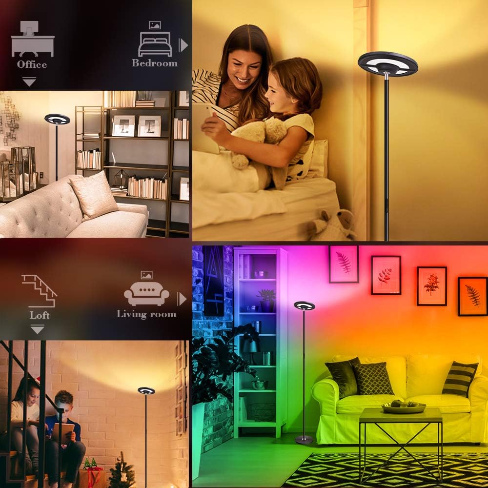 Exсluѕіvе Lifeholder Floor Lamp,Smart WiFi Dimmable Floor Lamp with Touch&APP&Voice Control,LED Floor Lamp Compatible with Alexa Echo&Google Home,RGBW Standing Lamps for Bedroom,Living Room,Office