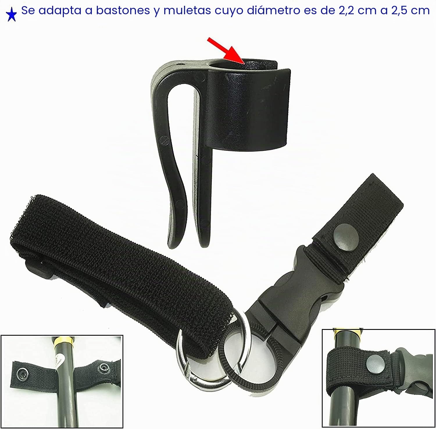 Correa de muñeca elástica segura para caña de caminar y pantalones de andador - Soporte de cinturón para artritis, ancianos, camping y senderismo
