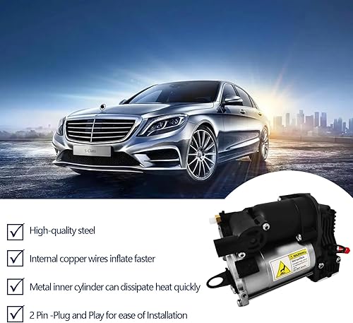Miniatura 5 de Bomba de compresor de suspensión neumática para Mercedes-Benz GL350 GL450 GL550 ML350 ML450 ML500 ML550 ML63AMG 2006-2012 ML GL W164 Air Ride