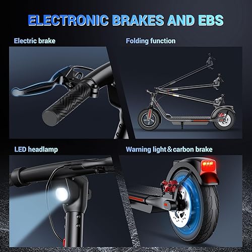 Miniatura 6 de TST - Patinete eléctrico de hasta 2030 millas de alcance para adultos, 15 mph, plegable de desplazamiento con neumáticos sólidos de 10 pulgadas,