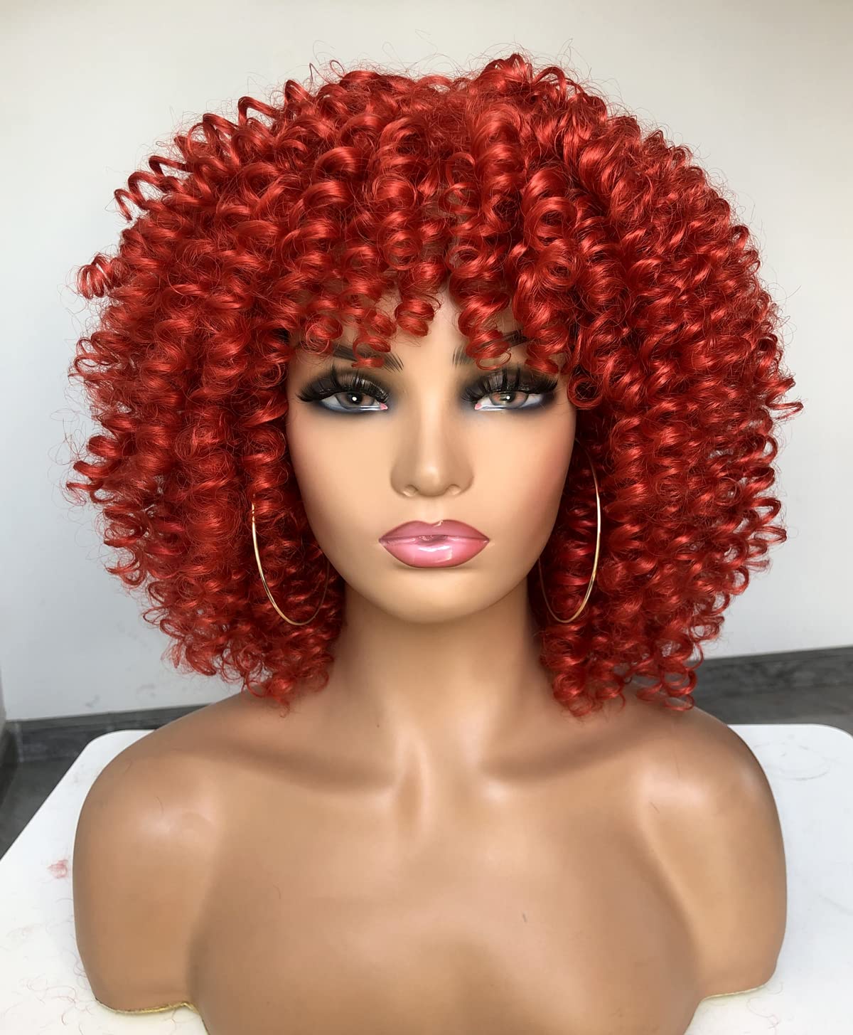 Buy ANNIVIA Curly Afro Wigs with Bangs Short Curly Wigs for Black Women