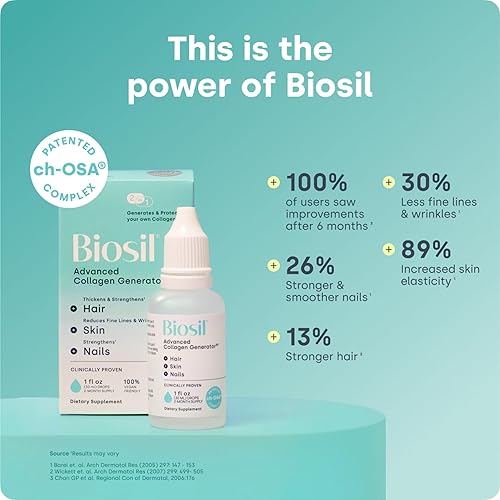 Miniatura 3 de Biosil Suplemento potenciador de colágeno - Gotas de 1 onza líquida - Activador patentado ch-OSA para piel, cabello, uñas y articulaciones - Apoya