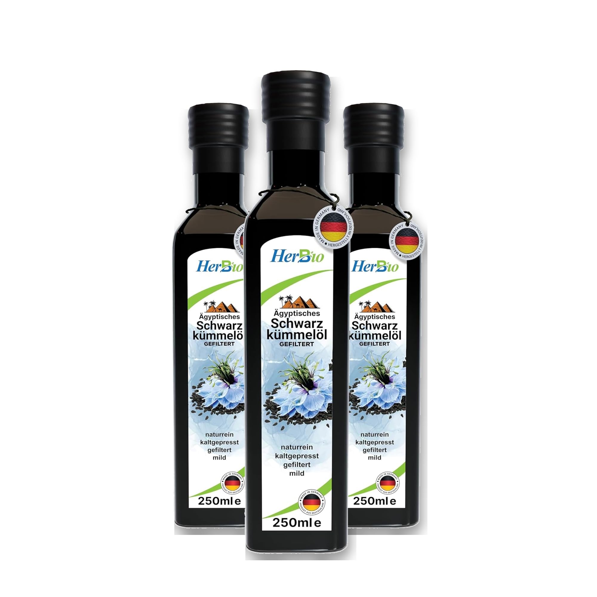HerbBio ägyptisches Schwarzkümmelöl 250ml, 3 Stück
