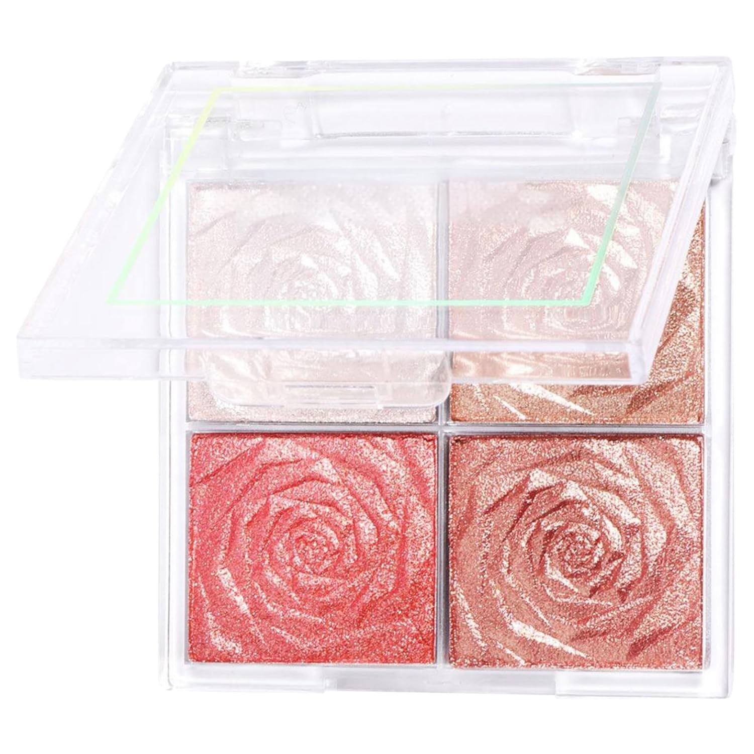 1Pc 4 in 1 Blush Highlighter Palette Shimmer Powder Makeup Set for Face Cheeks Eyeshadow Women Girls Type 1 One Size