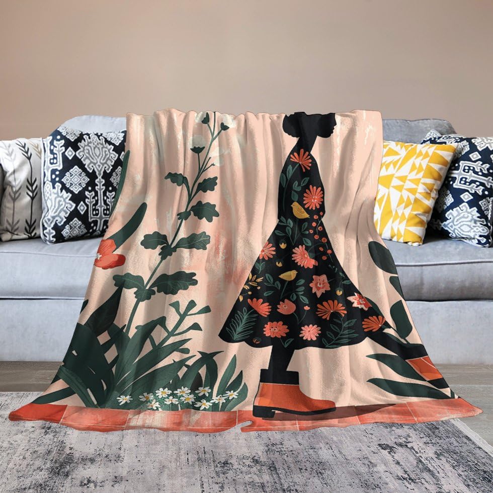 Couverture douillette micro polaire ultra douce imprimé floral chic