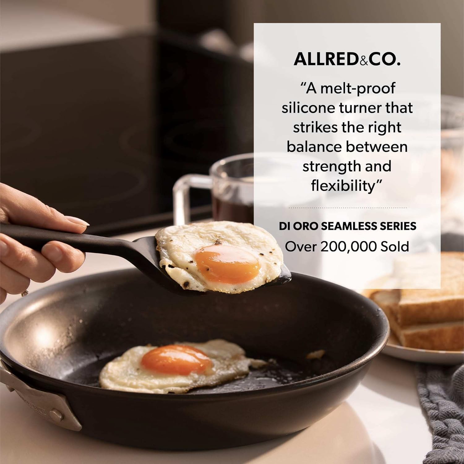 New DI ORO Seamless Series Moda 4-Piece Silicone Turner Spatula Set - 600°F Heat-Resistant Flexible Kitchen Spatulas for Nonstick Cookware - Flippers for Eggs & Pancakes - Utensils for Cooking (Black): Home & Kitchen