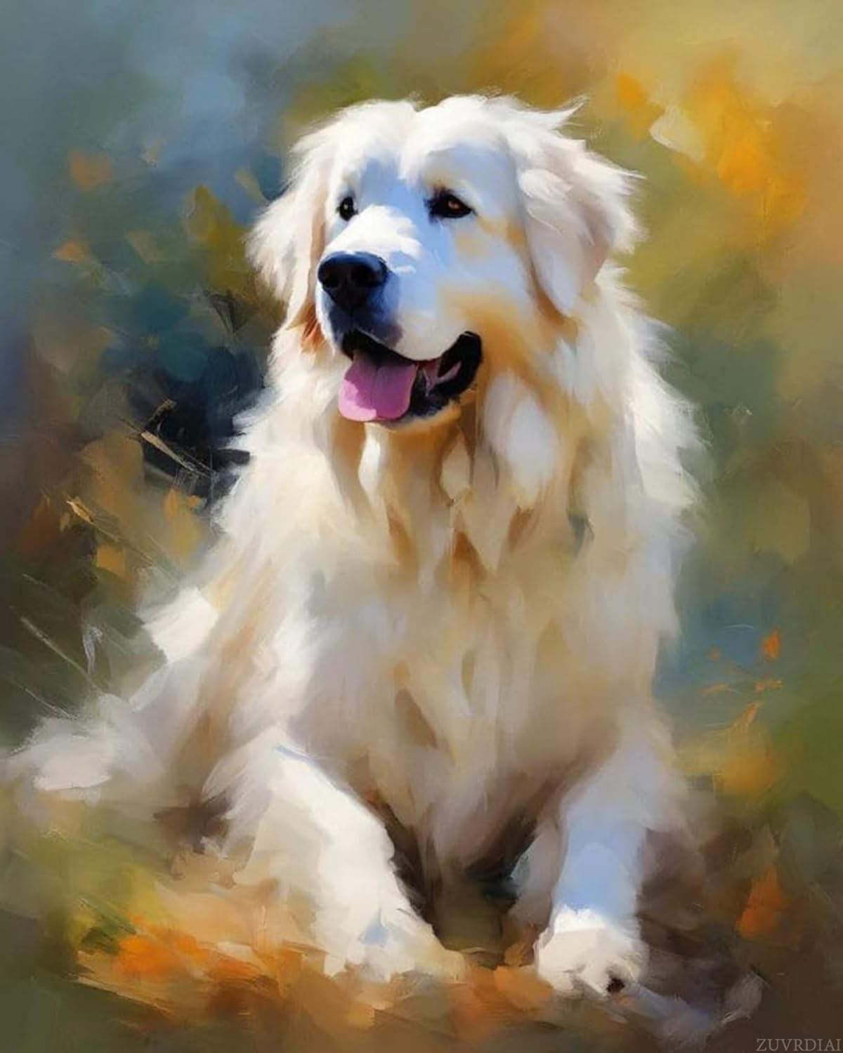 ZUVRDIAI Paint by Number for Adults, Great Pyrenees Dog, Easy Paint by Number Kit for Beginner, 40x50cm, Without Frame