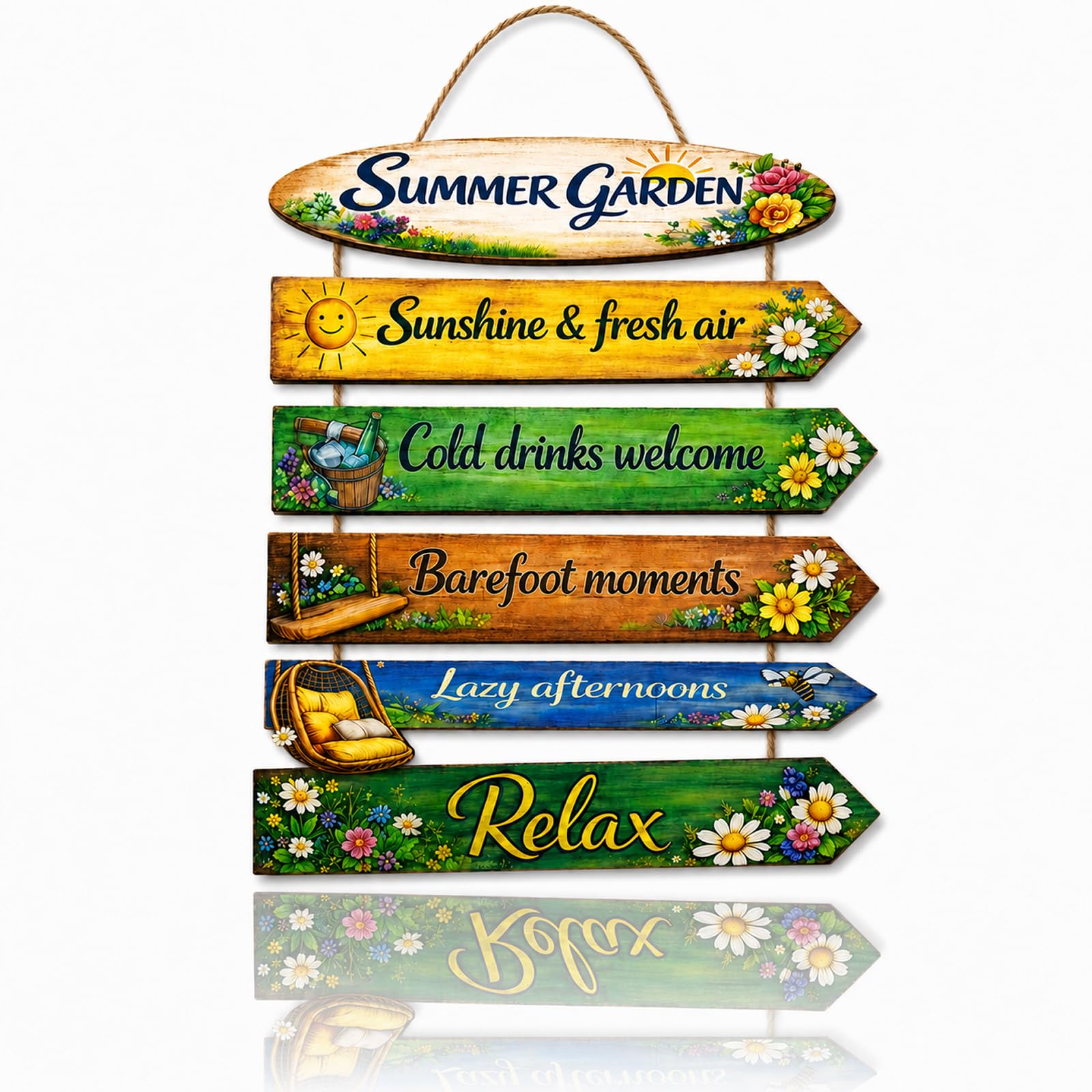 Gardening Gifts For Men Wooden Hanging Sign For Patio Fence And Balcony Slats Rustic Decor Outdoor Ornaments Summer Garden Decorative Vintage Signs & Plaques With Jute Rope