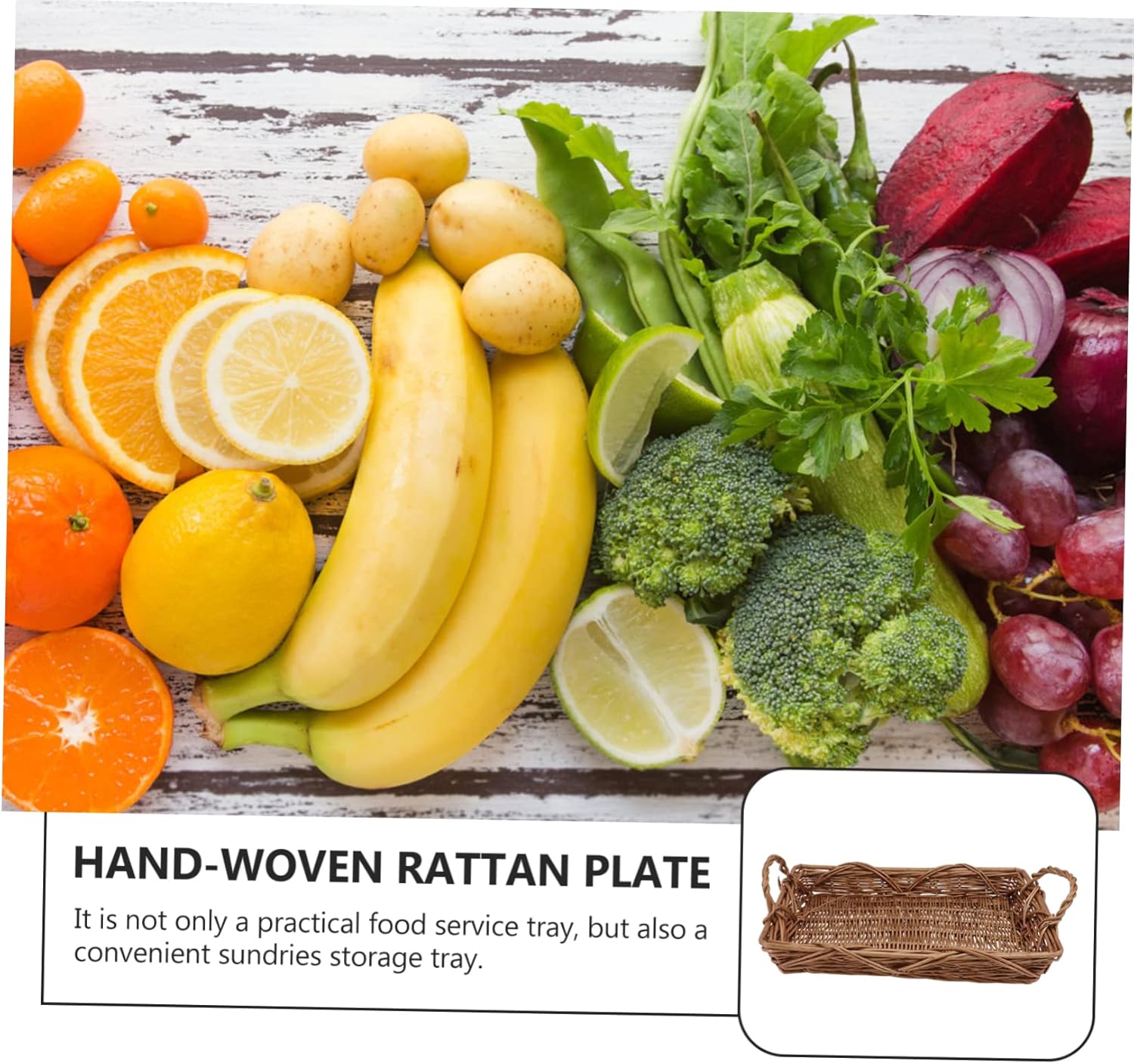 Rattan-woven Fruit Storage Basket Retro Style Lightweight Bread Baskets