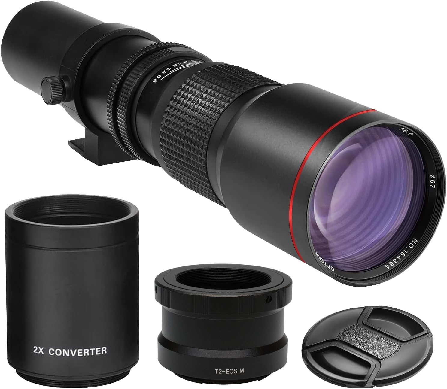 High-Power 500mm f/8 Manual Telephoto Lens for Canon Digital EOS Rebel EOS-M, EOS M2, EOS M5, EOS M6, EOS M6 Mark II, EOS M10, EOS M50, EOS M50 II, EOS M100, EOS M200 Cameras