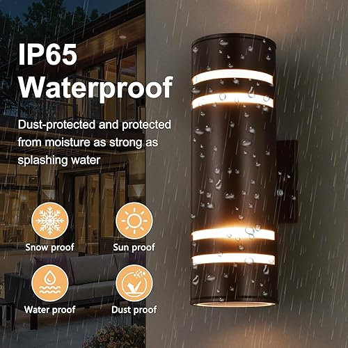 Miniatura 5 de Housen Solutions Luces de pared para exteriores, sensor de atardecer a amanecer, lámpara exterior de aluminio impermeable IP54 para porche, garaje,
