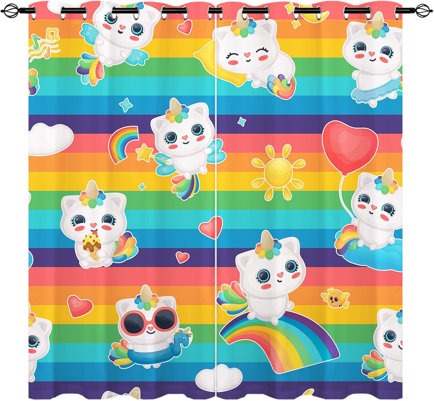 YUANZU Rainbow Cat Curtains - Image 4
