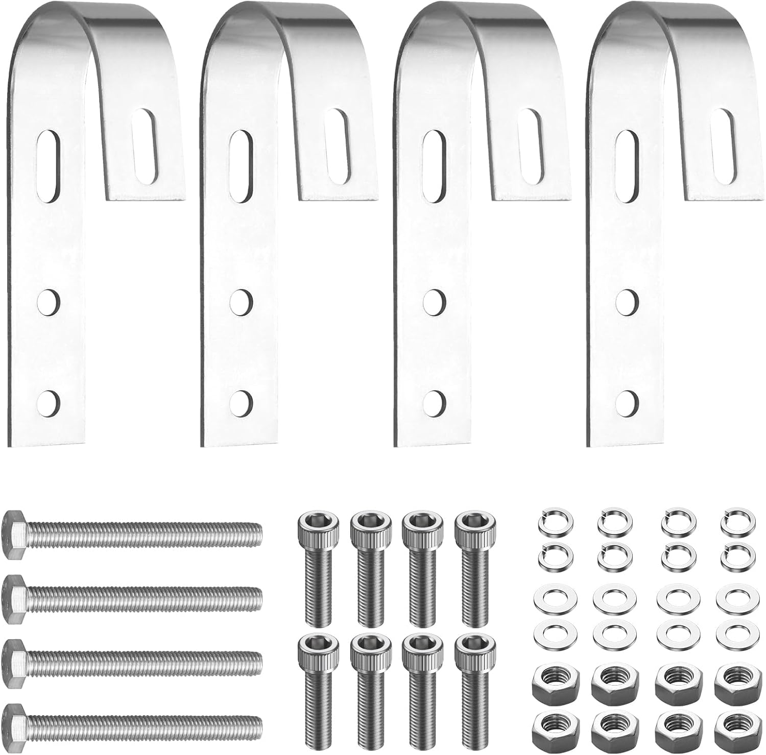 Anbte 4PCS Solar Panel Mounting Brackets for Balcony, Stainless Steel Universal PV Module Hooks, Anti-Corrosion Solar Panel Mounting Kit for Balcony, Flat Roof, Garage Roof, Silver
