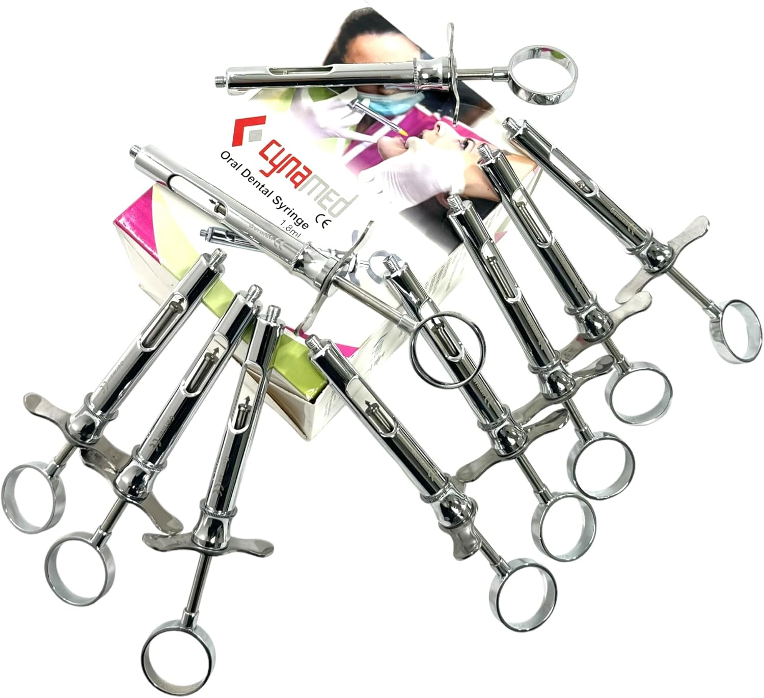 Premium German Stainless -Dental Aspirating Syringe 1.8ML Dental Instruments (Set of 12 Each)… (Dental Syringe CW Type ( Set of 12 ))
