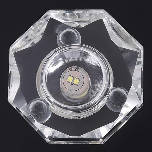Miniatura 8 de Lámpara LED transparente, soporte de base de pantalla de cristal de luz blanca redondo, soporte de exhibición iluminado de 3 pulgadas
