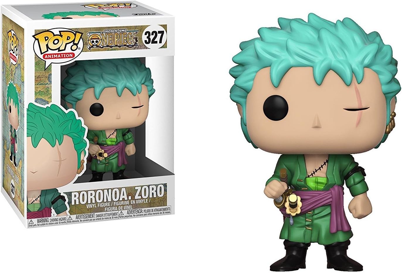 POP One Piece - Roronoa Zoro Funko Vinyl Figure (Bundled with Compatible Box Protector Case), Multicolor, 3.75 inches