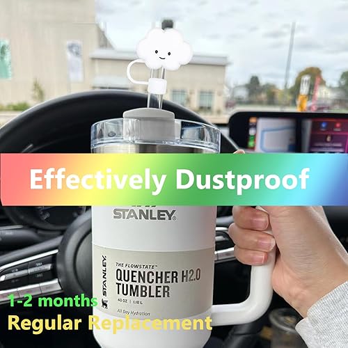 Miniatura 2 de 8 fundas para popotes compatibles con vasos Stanley de 30 y 40 onzas, reutilizables, bonitas puntas de silicona para popotes, protectores para copas