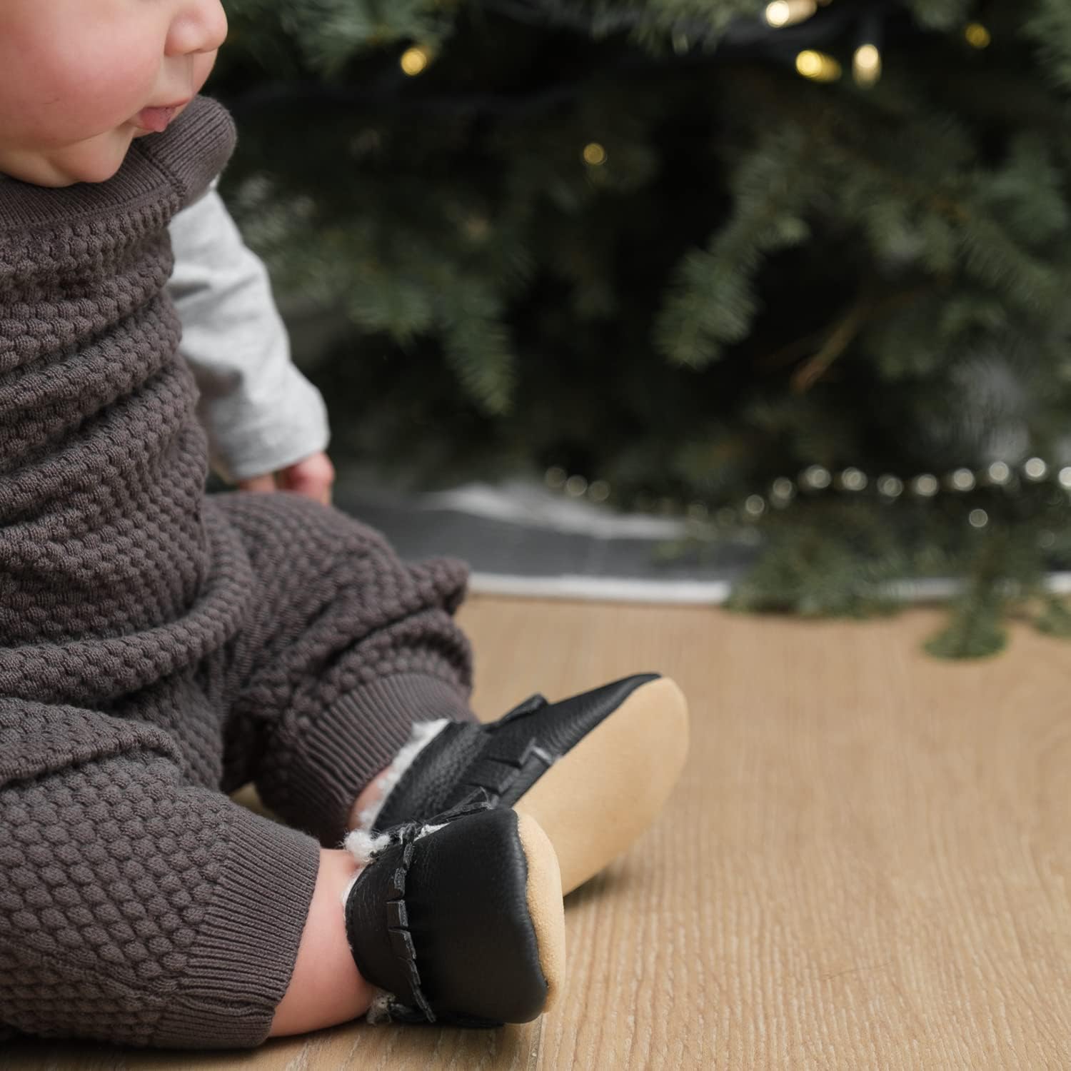 BirdRock Baby Sherpa Moccasins - Cozy, Genuine Leather Winter Shoes for Boys and Girls