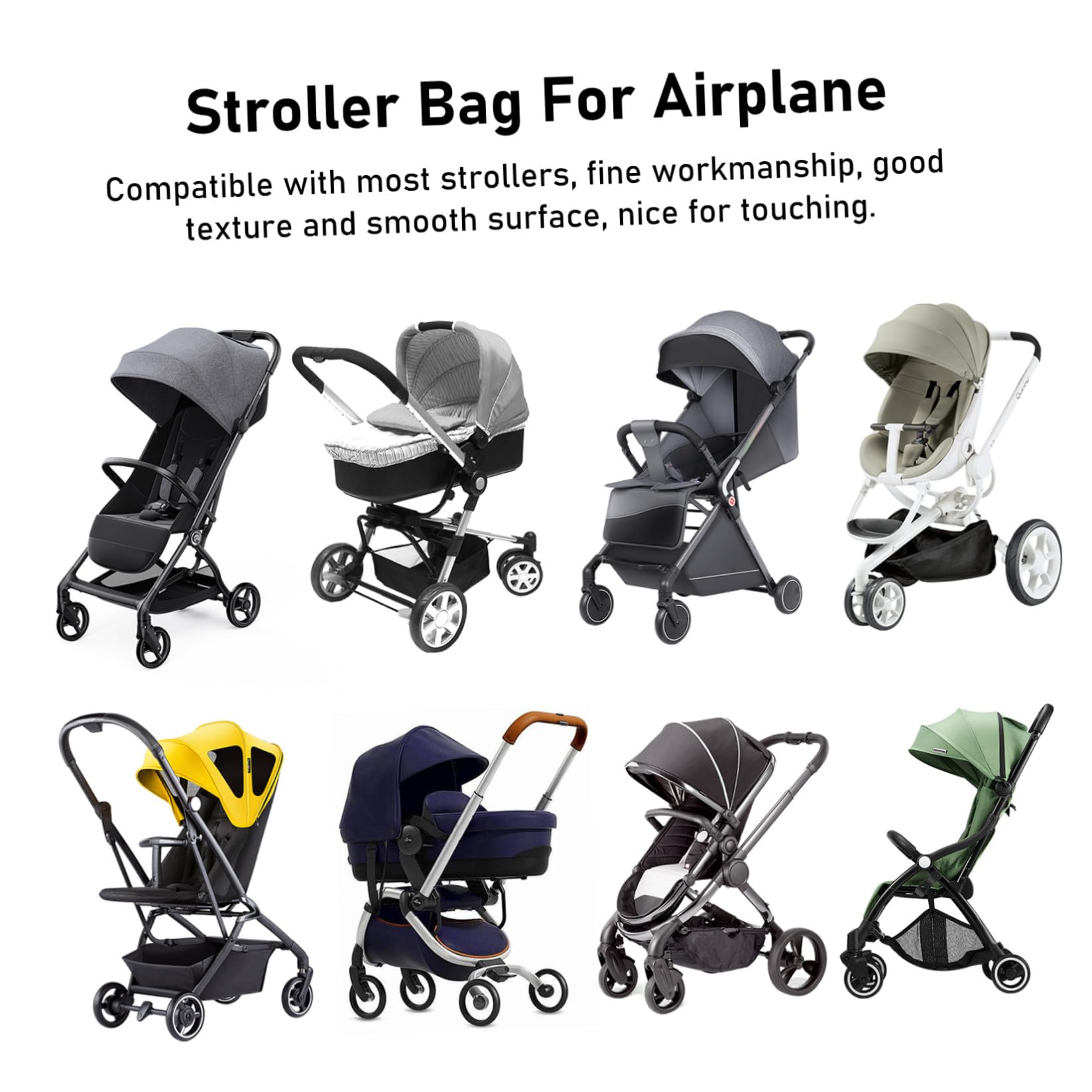 YARNOW Borsa per Passeggino da Viaggio in Nylon Nera Doppia Tracolla, Compatibile la Maggior Parte dei Passeggini, Protegge Durante Viaggi in Aereo e Spostamenti