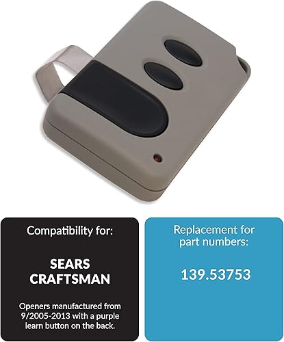 Miniatura 4 de Garage2Go Reemplazo remoto de puerta de garaje para Sears Craftsman Liftmaster (139.53753) 371LM (botón de aprendizaje púrpura) (paquete de 2)