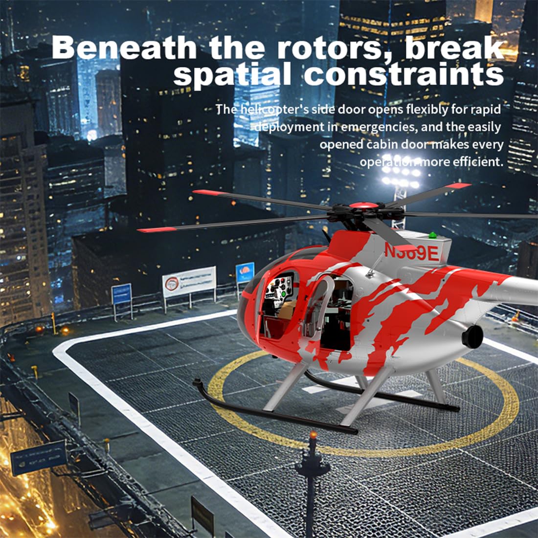 F119S MD500 RC elicottero, 1:16 2.4GHz 9CH Flybarless modello con GPS, LiDAR, rotore flybarless e modalità di volo 6G/3D, regalo per adulti, RTF