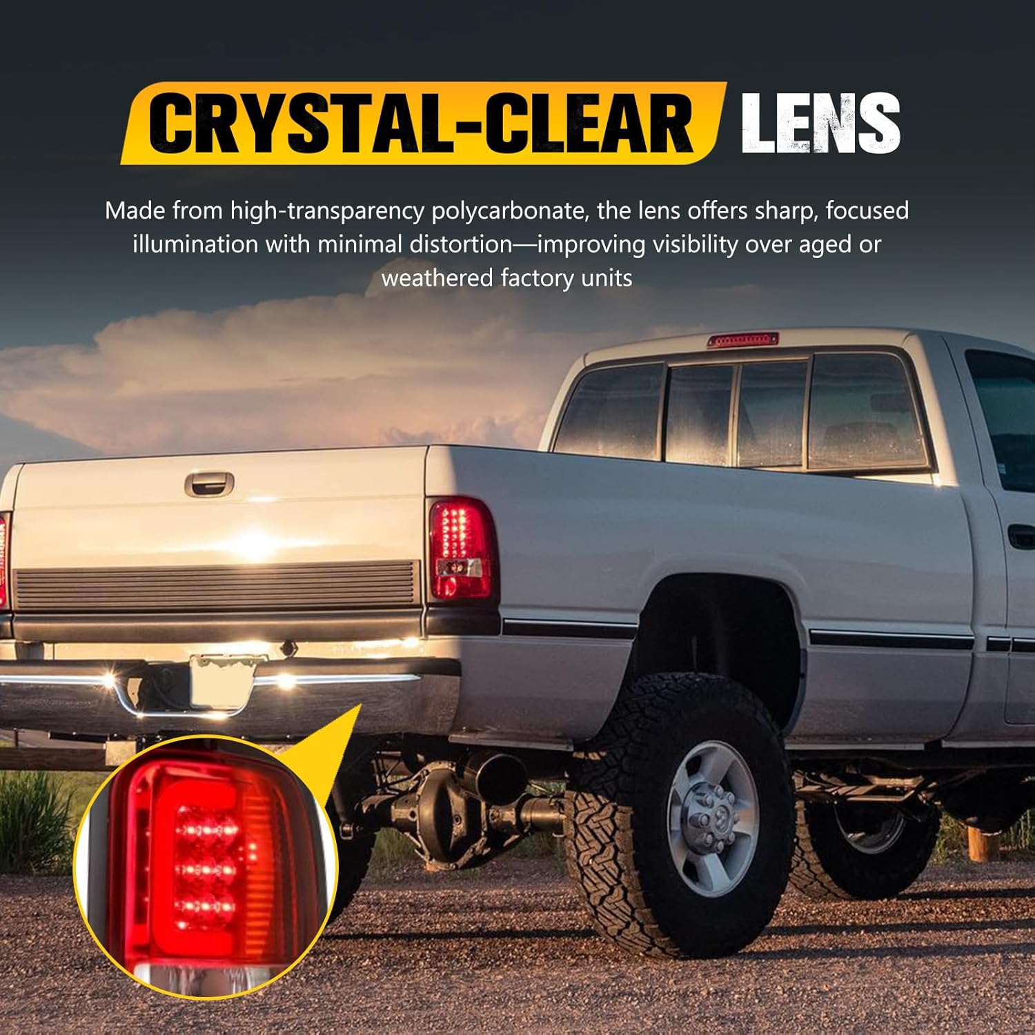 BUNKER INDUST Tail Light Assembly Compatible With 1994-2001 Dodge Ram 1500/1994-2002 Ram 2500/3500 Rear Brake Tail Lamp, Driver & Passenger Side (Bulbs Not Included)