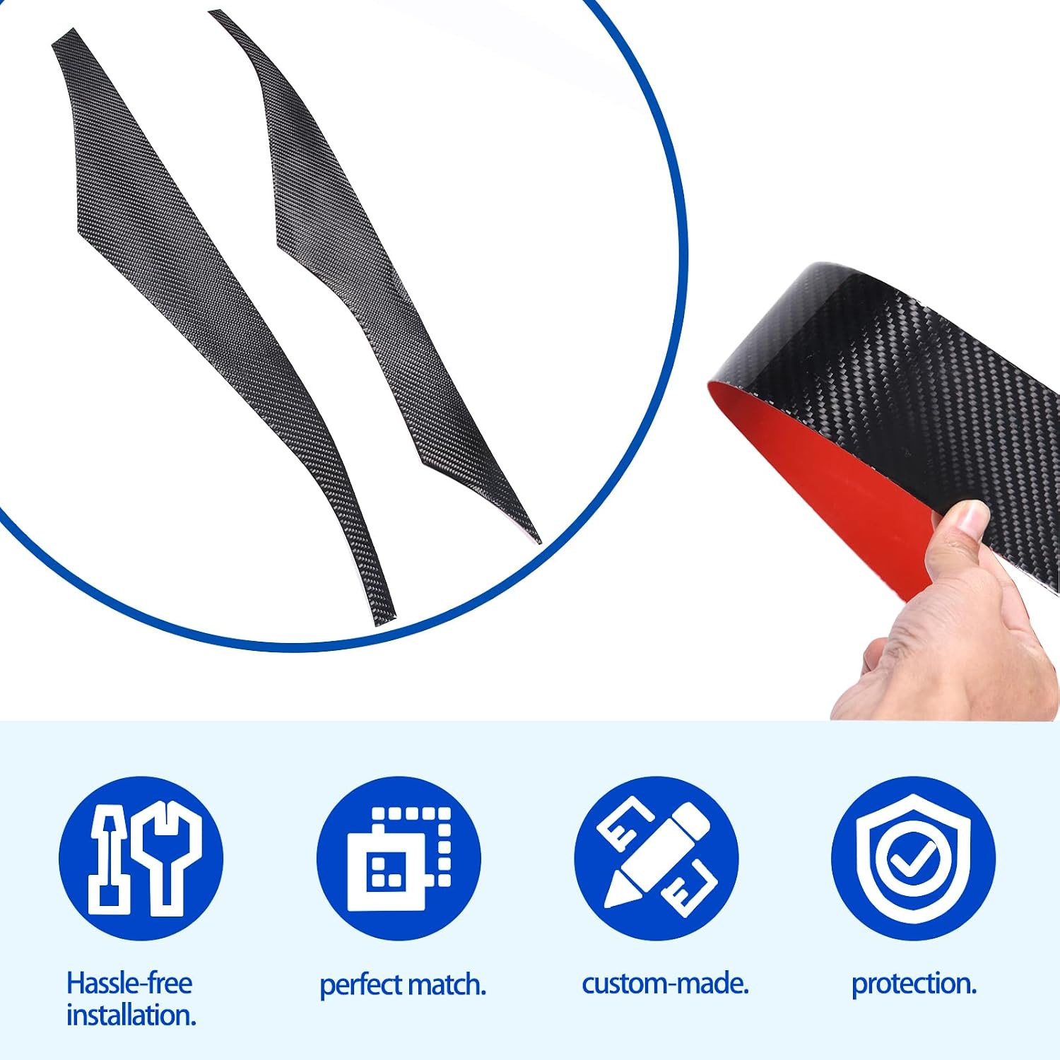 Car Door Speaker Upper Edge Panel Decals Sticker Compatible with Corvette C7 Stingray 2014-2019 Soft Carbon Fiber 2PCS Inner Door Panel Cover Trim Accessories (Black Carbon)