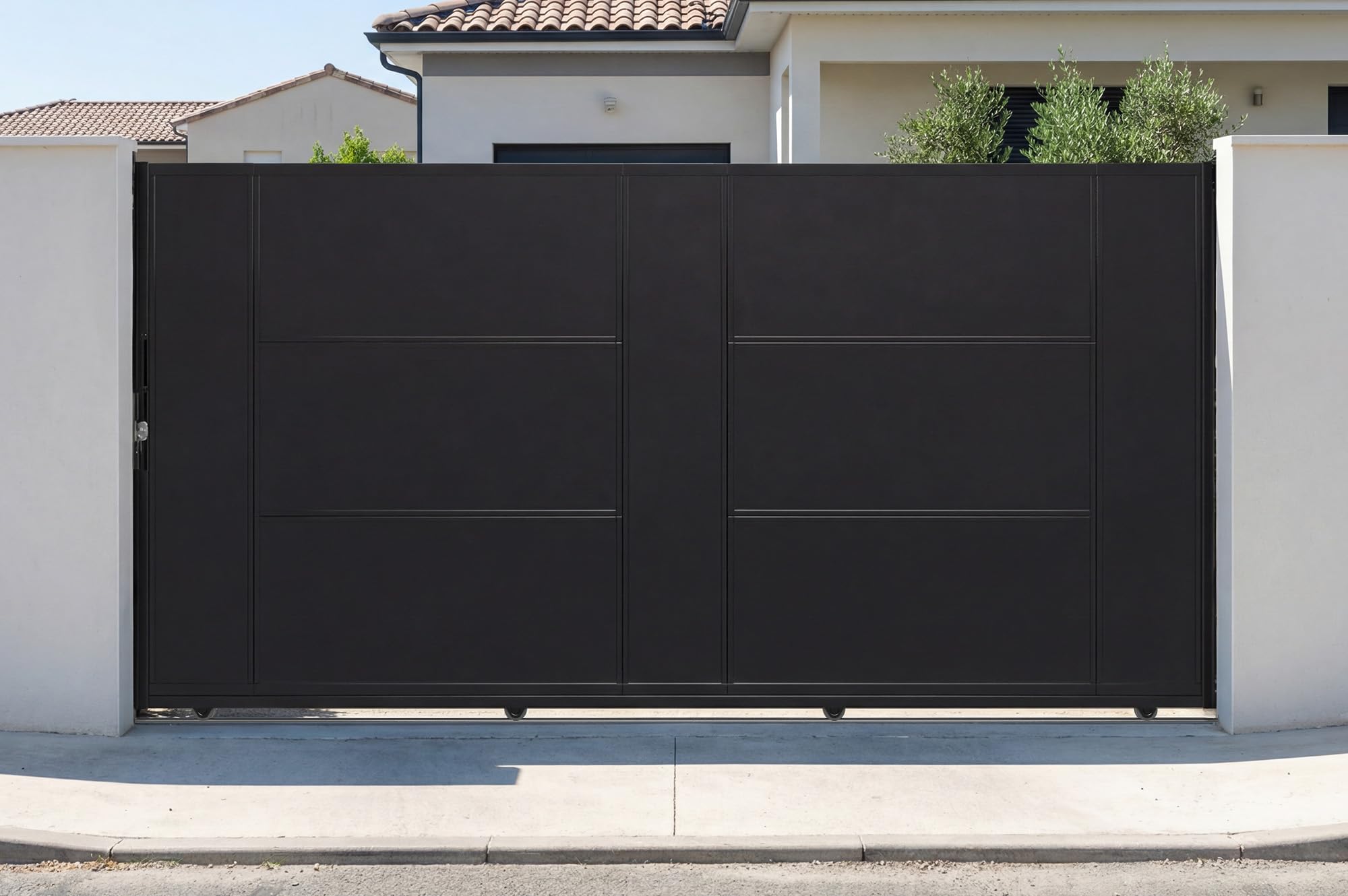 Casanoov Cancello scorrevole in acciaio NALI da 3,5 m, altezza 180 cm, nero