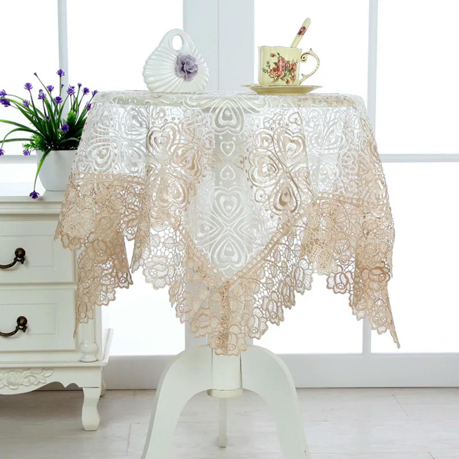 Nappe brodée pour table à manger avec nappe dentelle fleur et serviettes de table