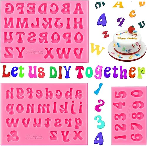 Miniatura 8 de YGAOHF Moldes de chocolate con letras, moldes de letras para chocolate, molde de silicona del alfabeto, 3 moldes de silicona para chocolate