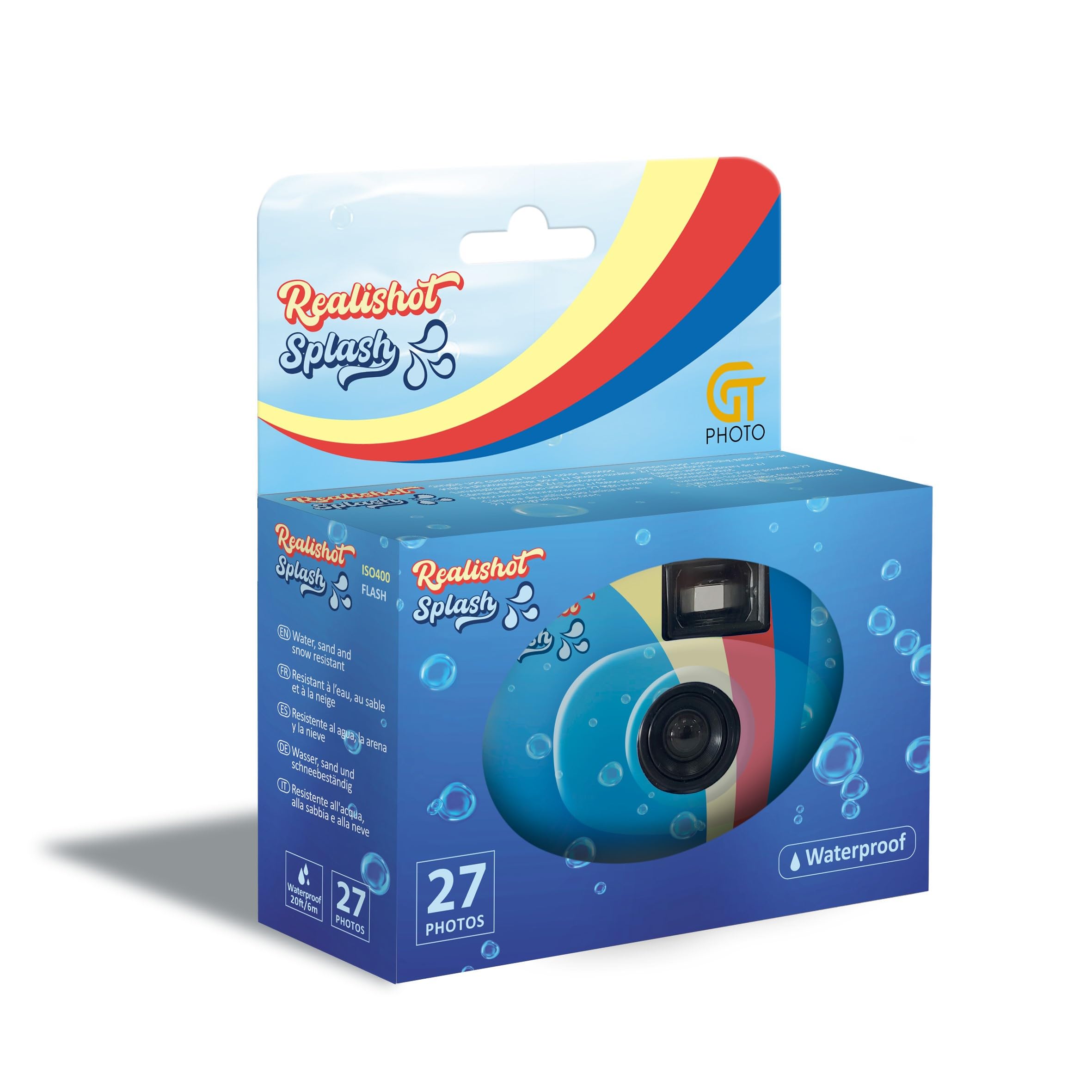 GT PHOTO Cámara desechable Impermeable Realishot Splash – 27 Fotos – Gris
