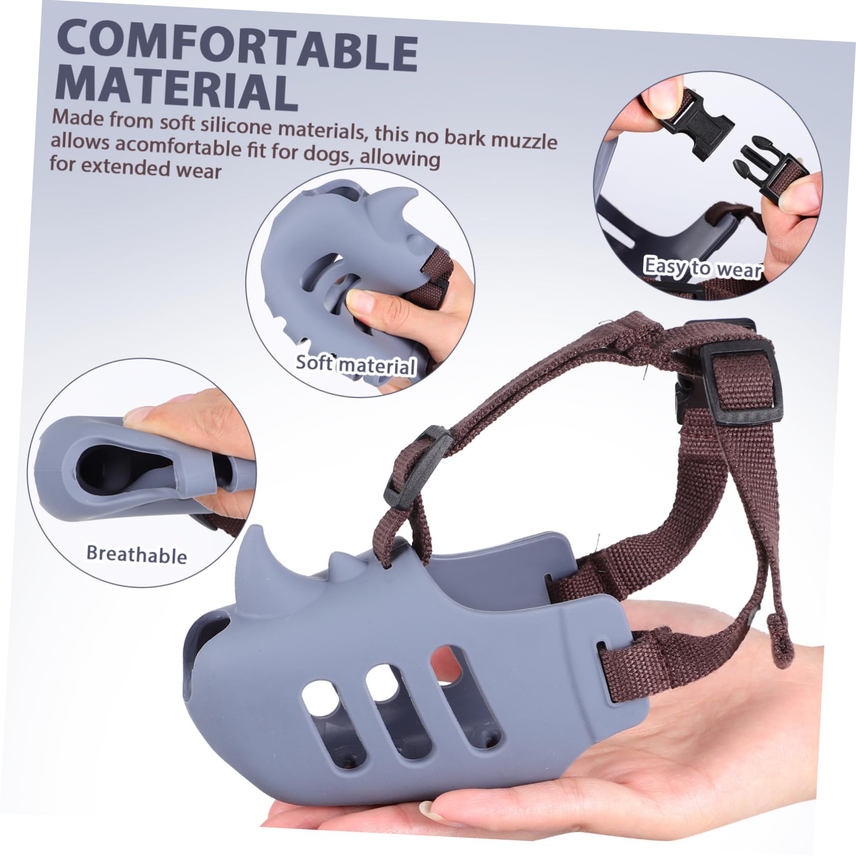 3 pièces Muselière pour Chiens Réglable Silicone Doux Confortable et Respirante Morsure et Aboiement Adaptée Aux Moyennes et Grandes Races