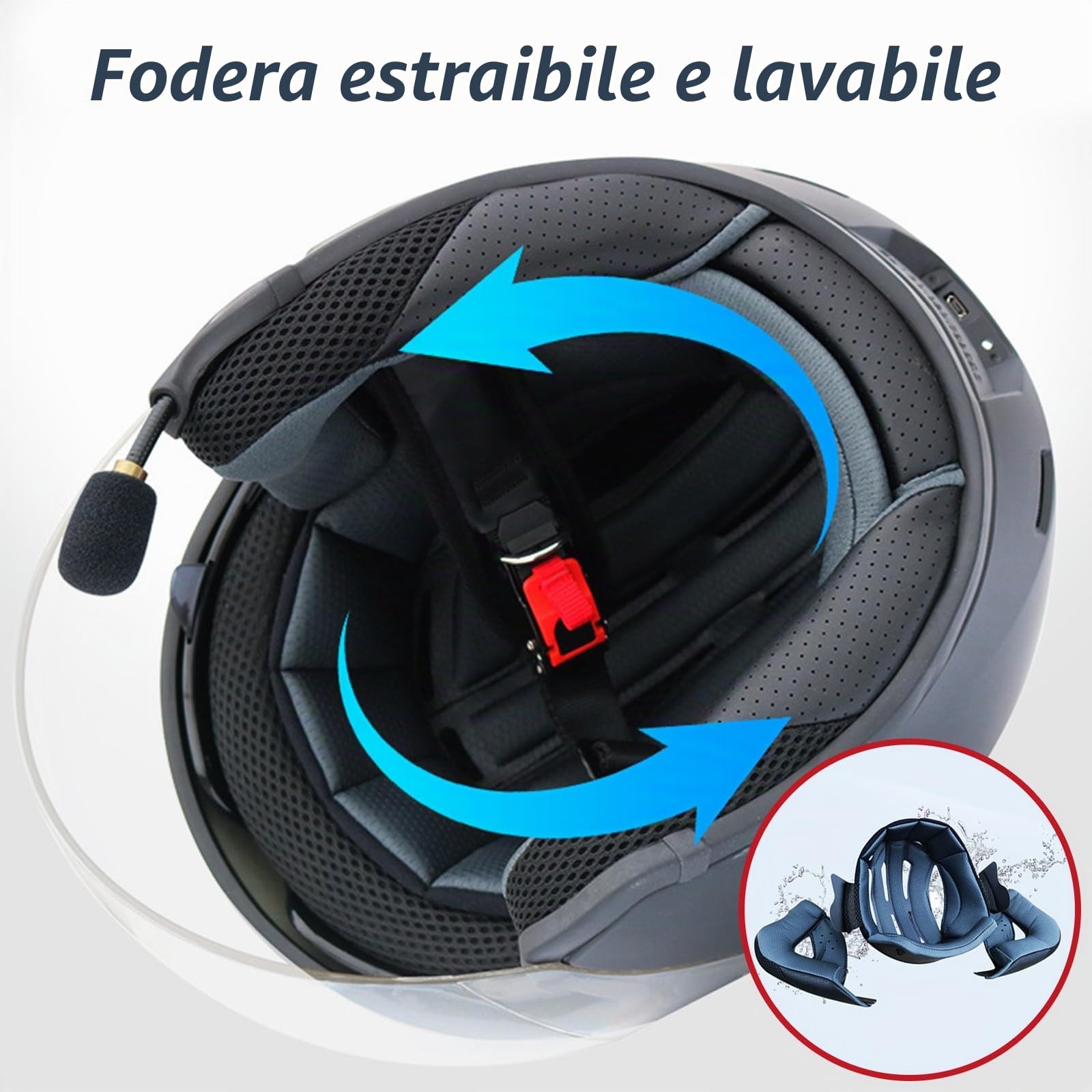 Casco jet con Bluetooth per moto, certificazione ECE, casco con Bluetooth integrato, casco jet per scooter, casco jet per uomo e donna con doppia visiera B, XL (61-62cm)