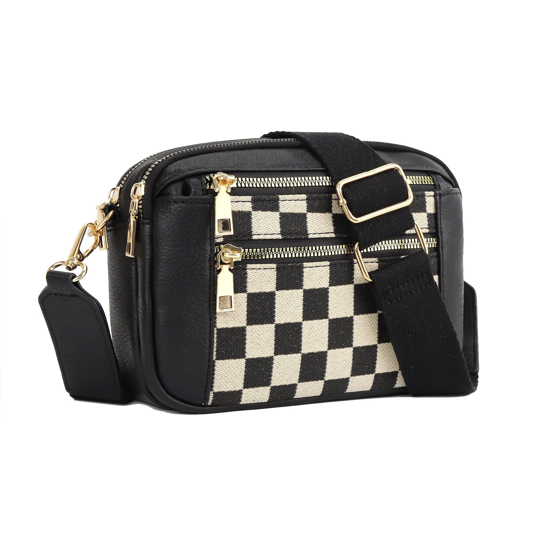 Checkered Crossbody Bags for Women Plaid Womens Cross Body Purses Checkerboard Leather Shoulder Bag Handbags