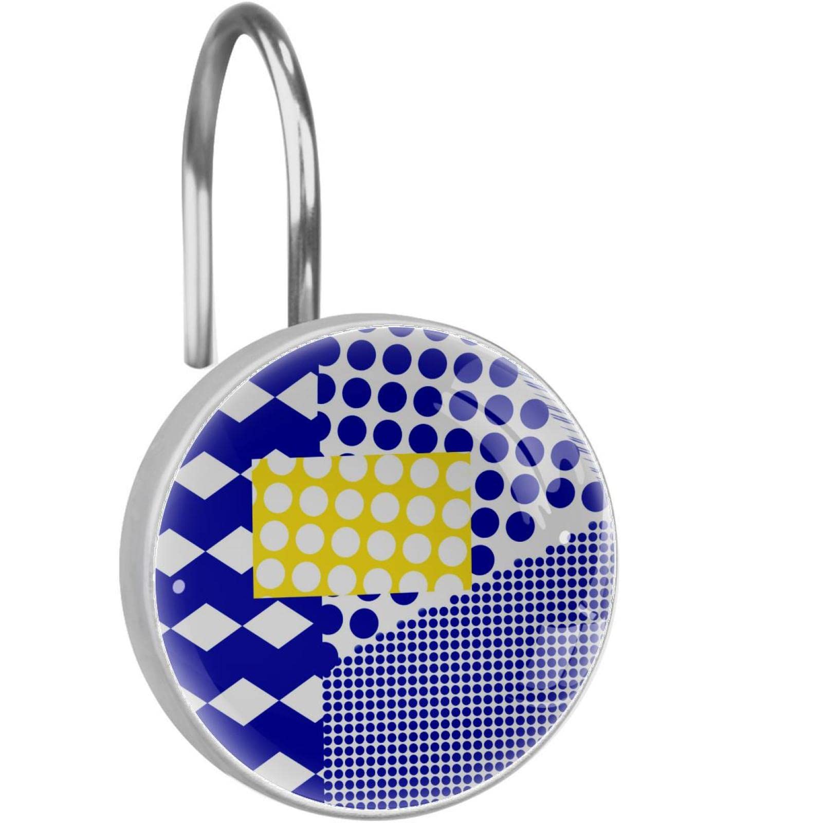 Crochets rideau de douche bleu inoxydable anneaux salle de bain