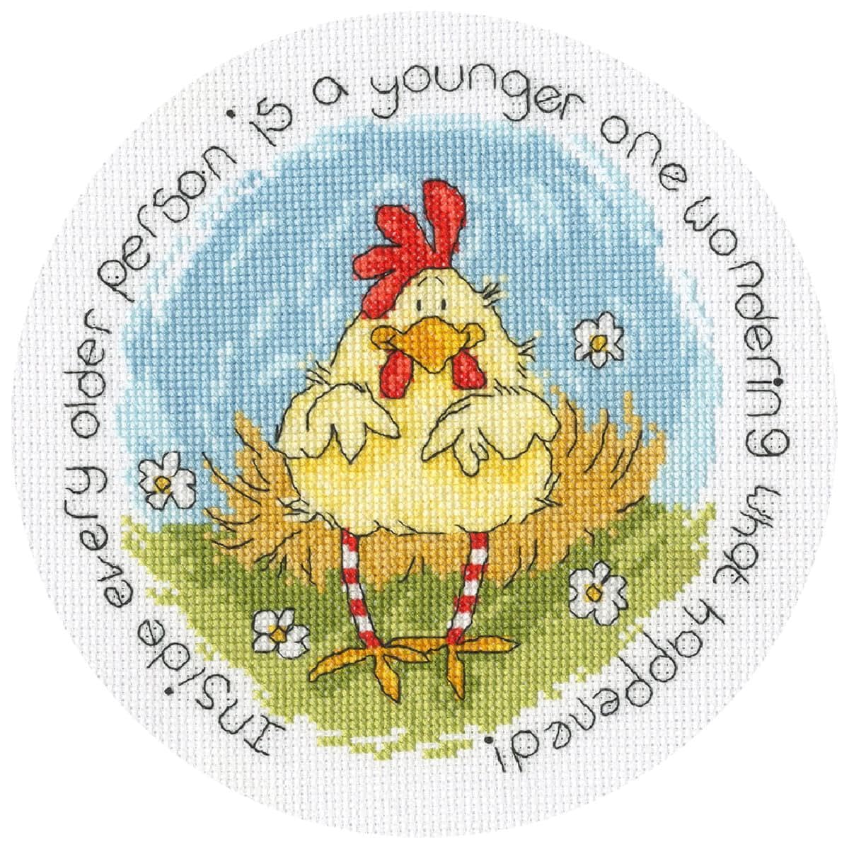 Bothy Threads Clear,White Counted Cross Stitch Kit - Spring Chicken