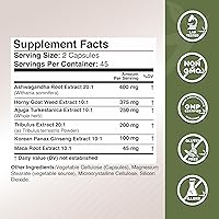 Vista 4 de Gade Nutrition Ashwagandha con raíz de maca, Epimedium, suplemento de turkesterona, Tribulus Terrestris, Panax Ginseng 90 cápsulas vegetales