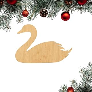 Set of 2 Swan Laser Cut Out Wood Shape Craft Supply Woodcraft Cutout Thickness 1/4" Size 5" Unfinished Wooden Craft Shape for DIY Painting Holiday Crafts Decorative Ornaments KL771
