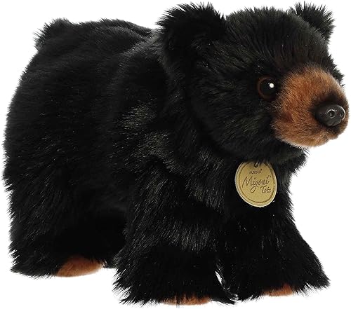 Aurora - Adorable osezno negro de peluche Miyoni, detalle realista, compañía entrañable, negro, 10 pulgadas