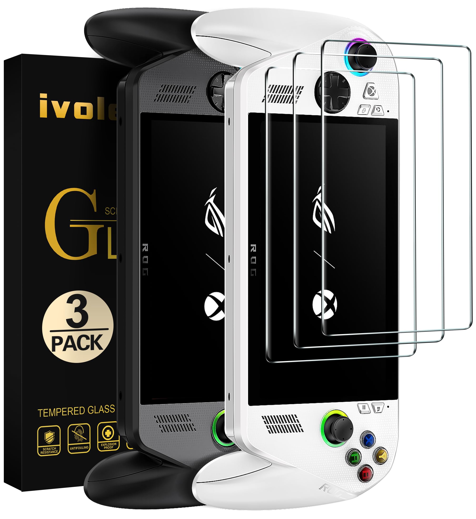 3-Pack Screen Protector for ASUS ROG Xbox Ally X/ROG Xbox Ally Handheld 2025, Tempered Glass, 7 inch Full Coverage, Transparent Ultra HD, Anti-Scratch, Anti-Fingerprint